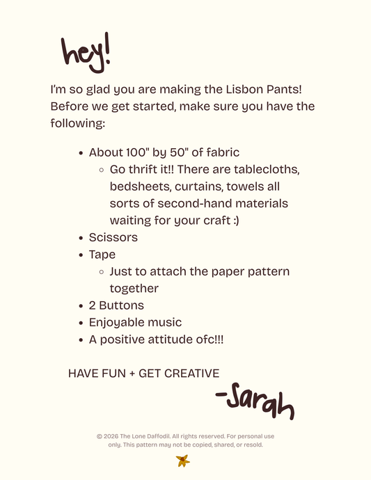 Lisbon Pant Digital Sewing Pattern