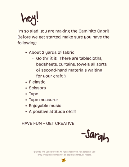 Caminito Capri Digital Sewing Pattern