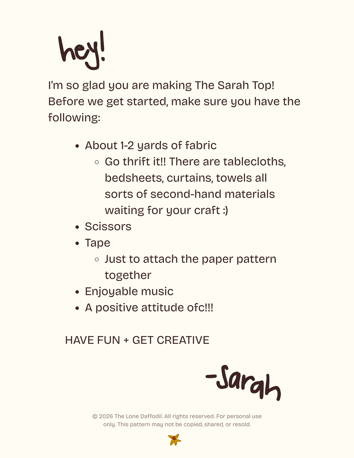 Sarah Top Digital Sewing Pattern