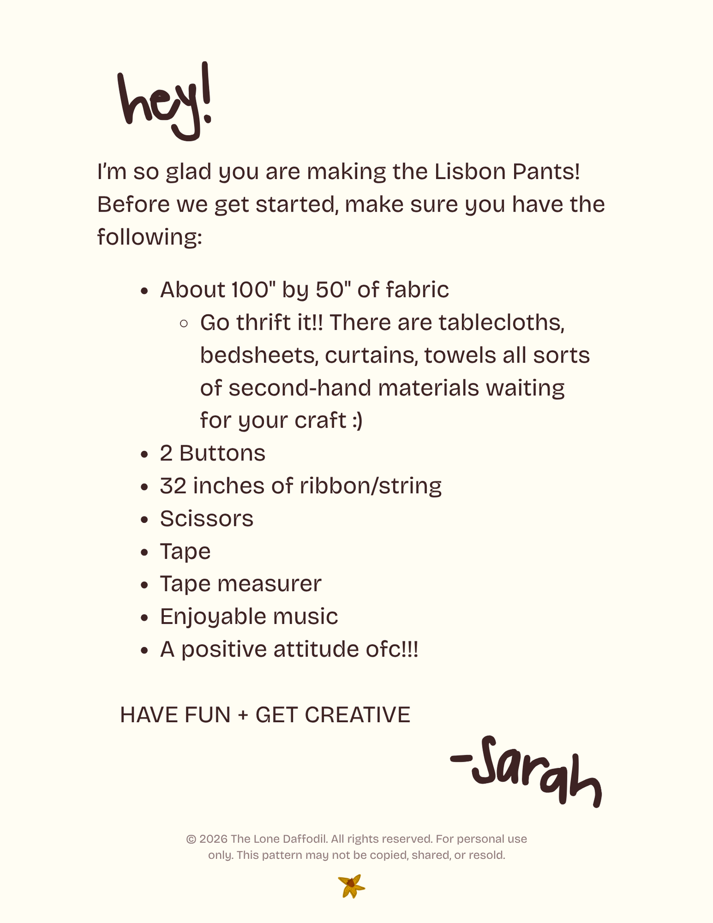 Lisbon Pant Digital Sewing Pattern