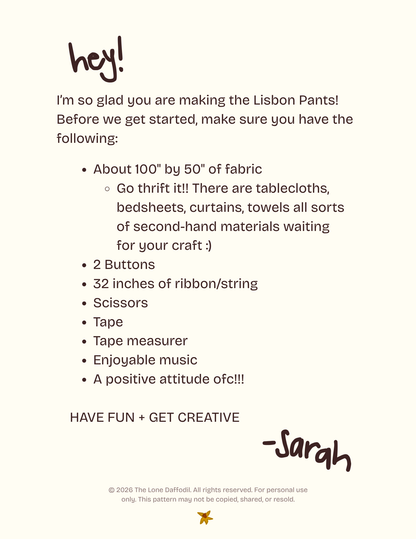 Lisbon Pant Digital Sewing Pattern