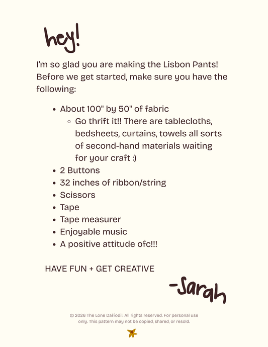 Lisbon Pant Digital Sewing Pattern