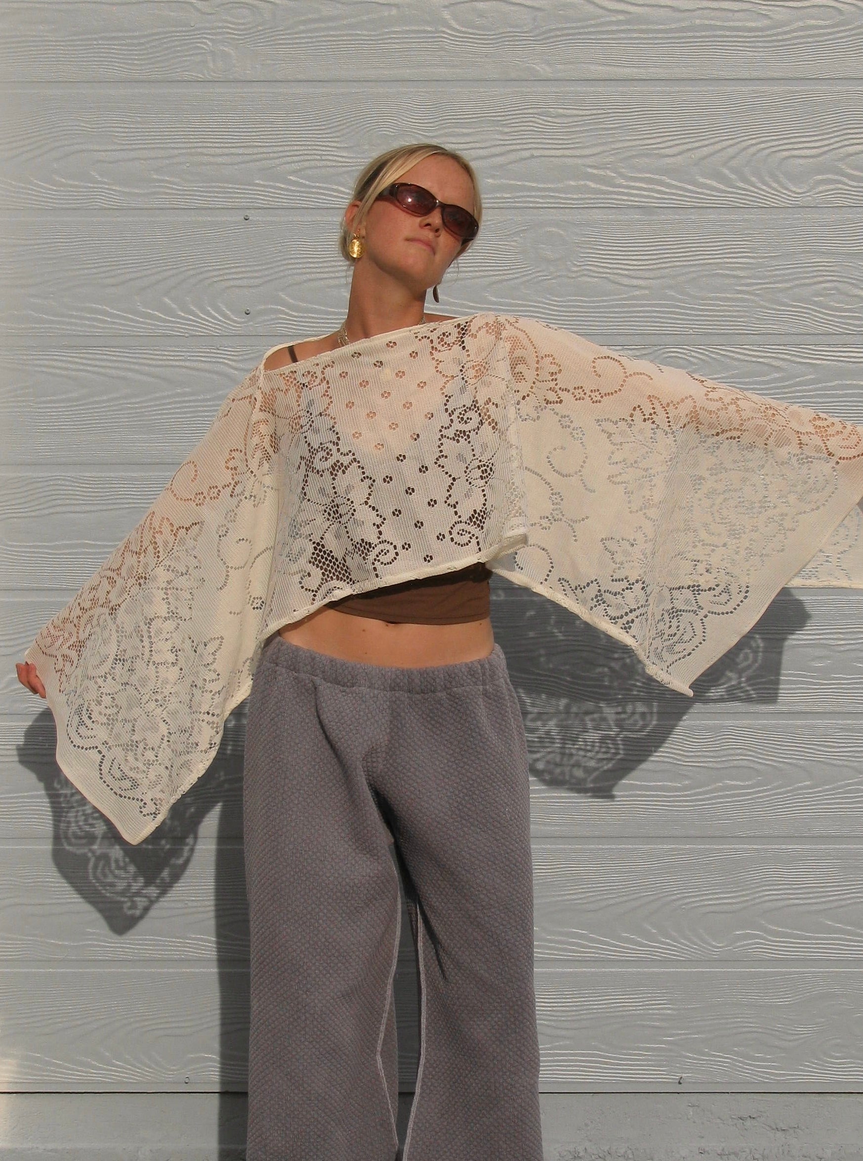 handmade poncho from thrifted materials